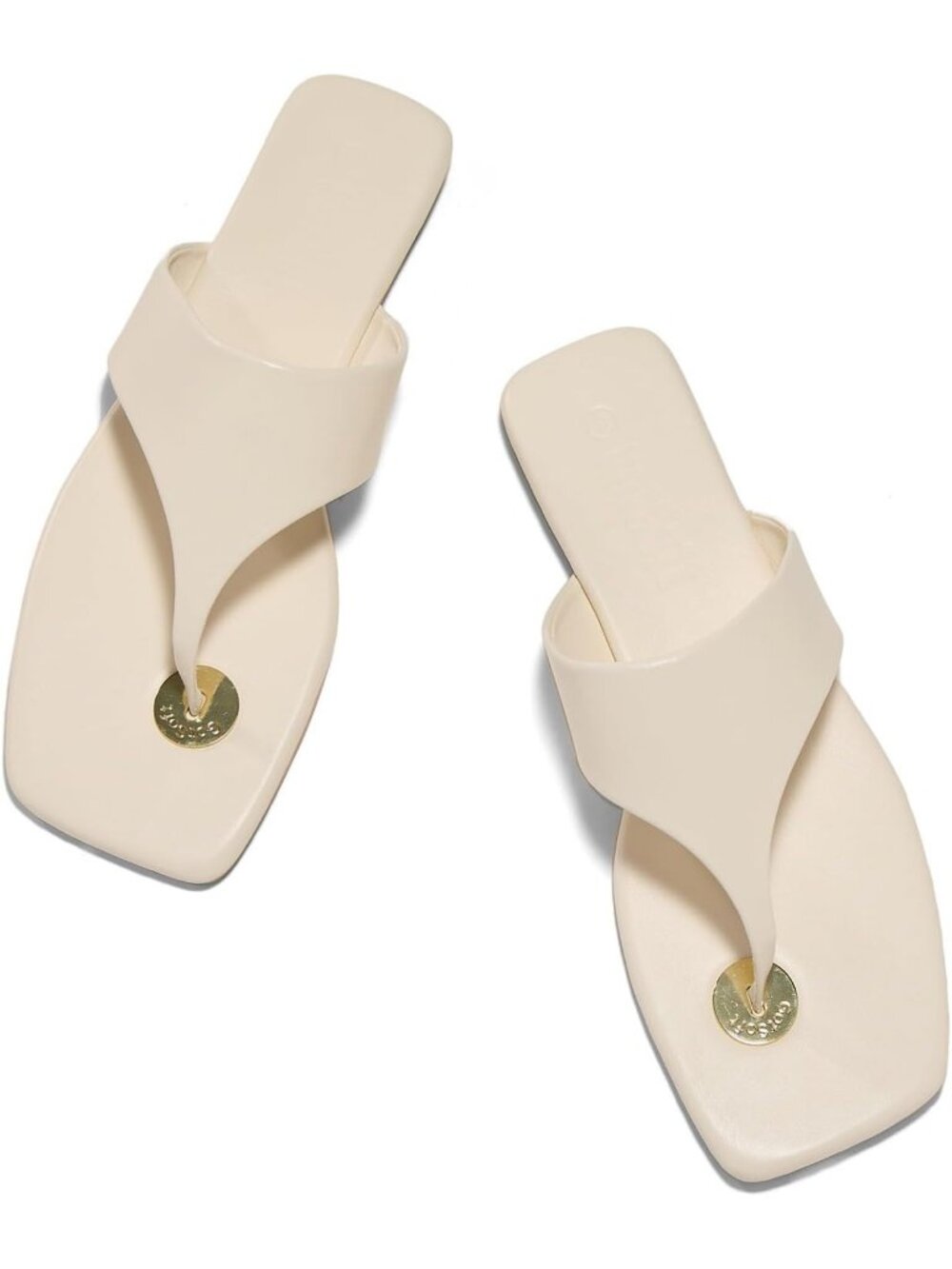 Women's White Summer Comfortable Open Square Toe Flip Flops Slip on Flats Shoes